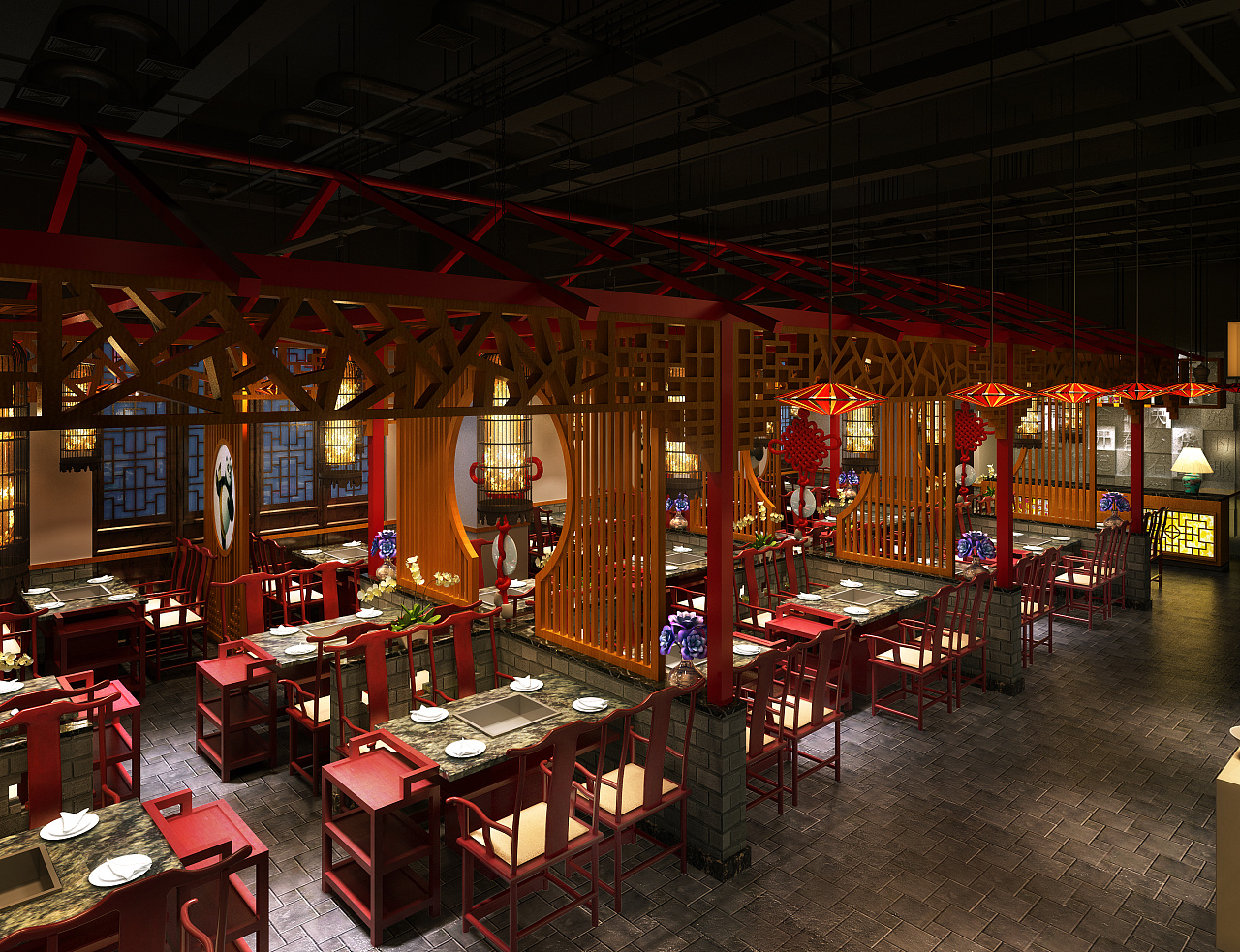 簡單大氣火鍋店(diàn)裝(zhuāng)修效果圖