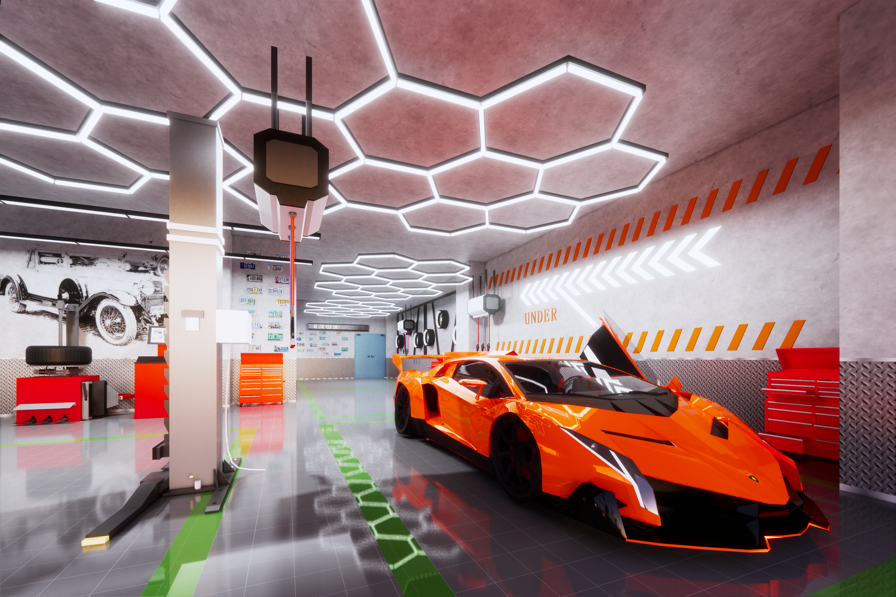 汽車(chē)美容維修店(diàn)鋪裝(zhuāng)修設計效果圖