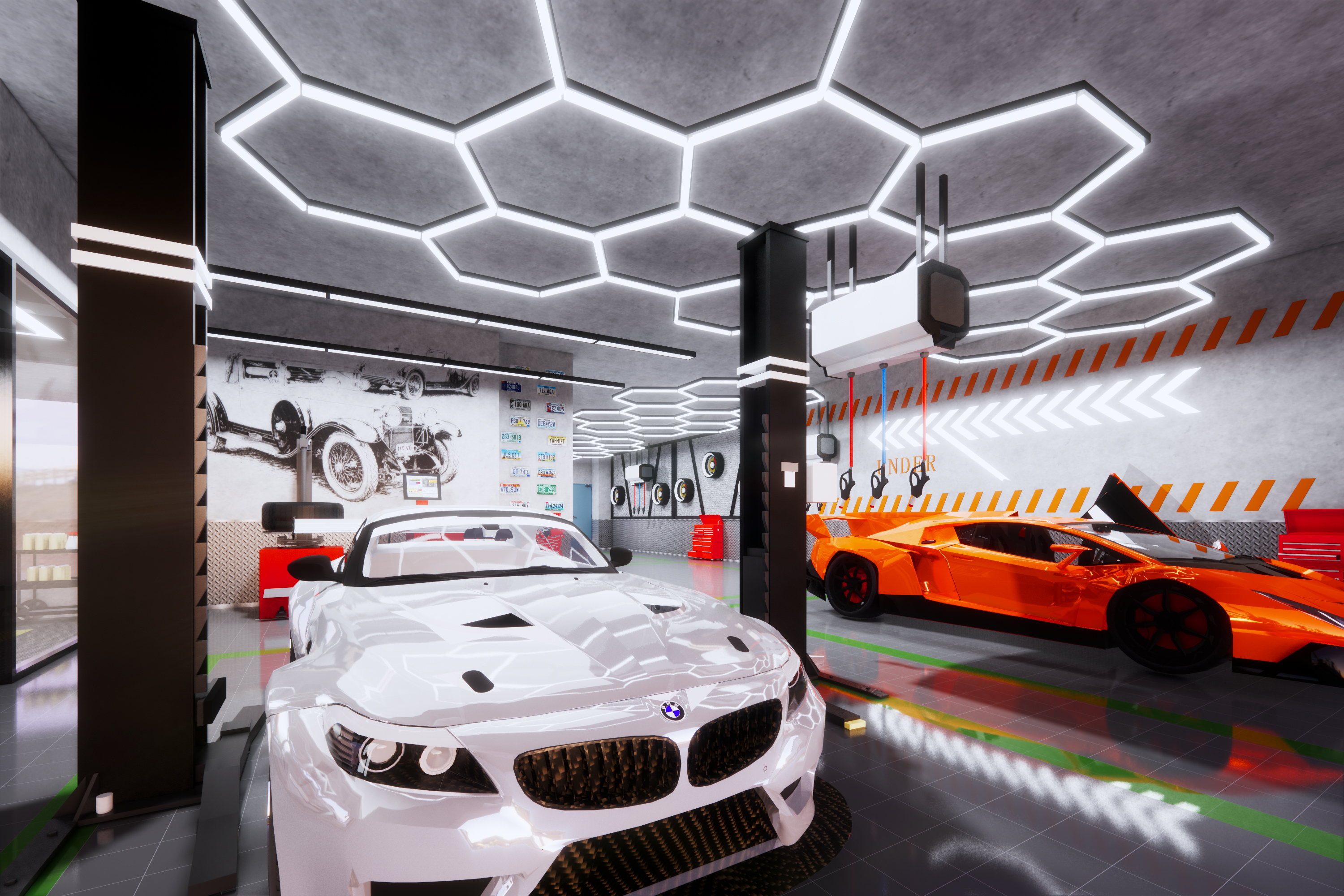 汽車(chē)美容維修店(diàn)鋪裝(zhuāng)修設計效果圖