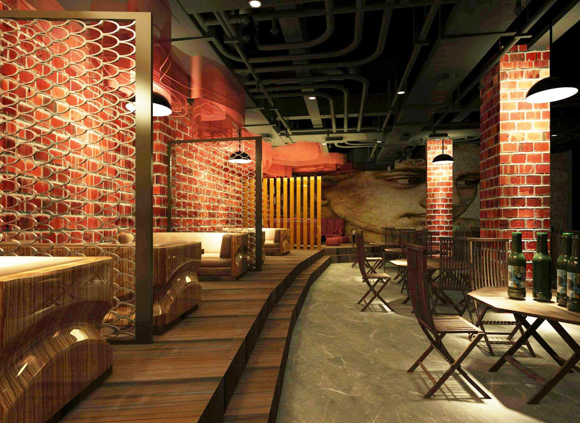 自助餐廳“U形”卡座裝(zhuāng)修效果圖