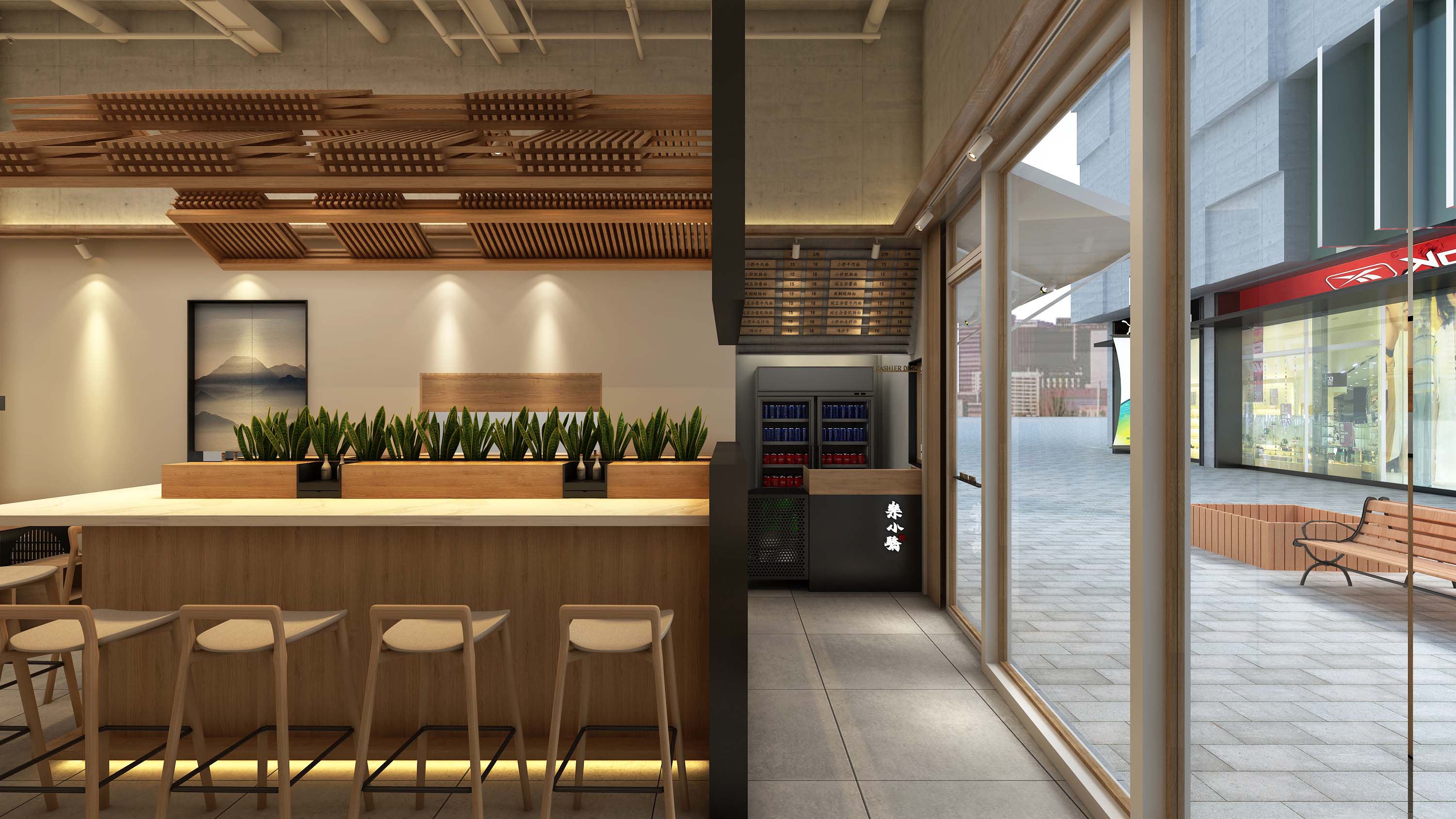 面館門店(diàn)裝(zhuāng)修效果圖
