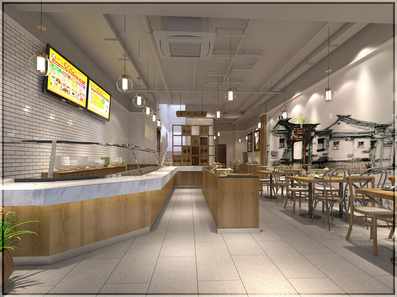 快餐店(diàn)出餐口設計效果圖