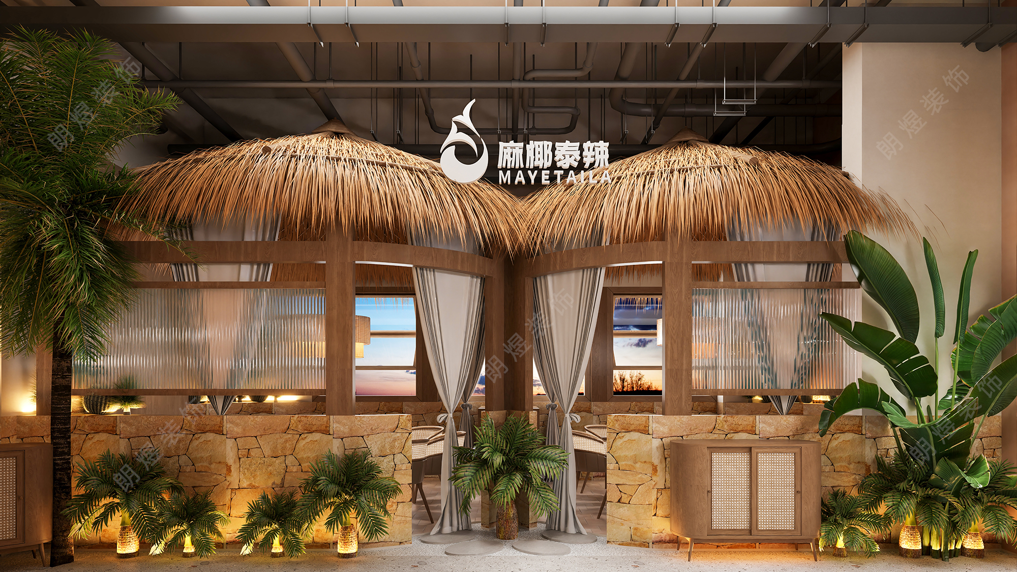 280平泰式火鍋店(diàn)裝(zhuāng)修效果圖